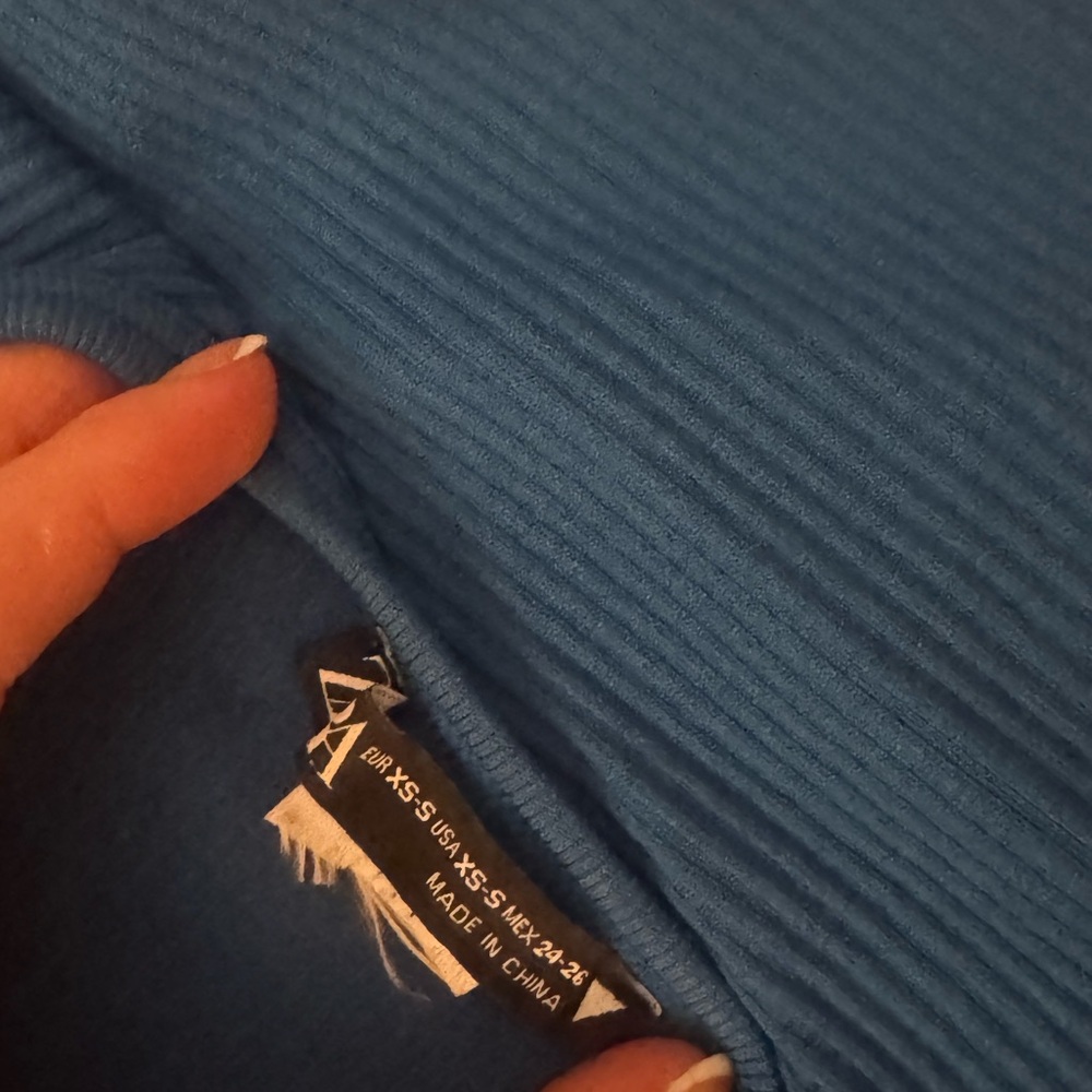 Blue Ribbed Women's Tank Top - Picture 2 of 3